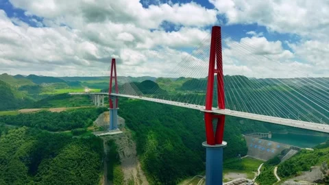 Guizhou Mega Bridge Drone Footage 4K Stock Footage 337183616