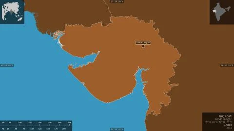 Gujarat, India. Patterned solids with lakes and rivers Stock Illustration