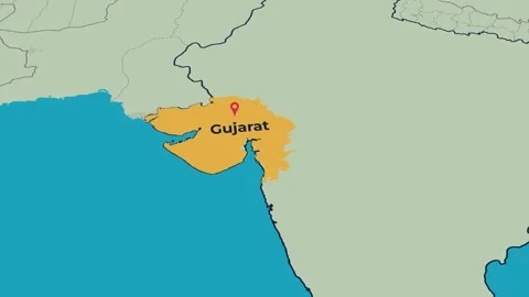 Gujarat Map Animation Locator Zoom 4K Motion Graphic Stock Footage 341402253