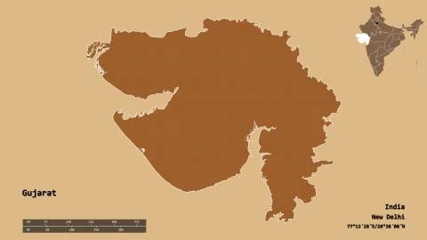 Gujarat, state of India, zoomed. Pattern Stock Illustration