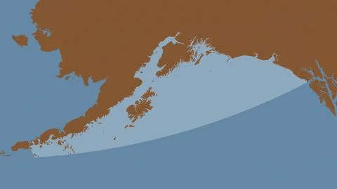 Gulf of Alaska highlighted on a tiled pattern colored map Stock Illustration