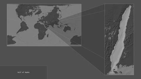 Gulf of Aqaba. Location. Bilevel map Stock Illustration