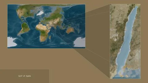 Gulf of Aqaba. Location. Satellite map Stock Illustration