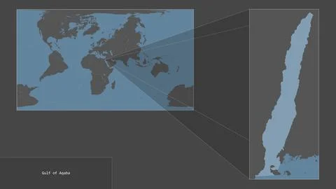Gulf of Aqaba. Location. Solid map Stock Illustration