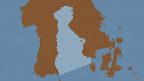 Gulf of Boni highlighted on a tiled pattern colored map Stock Illustration