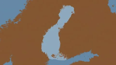 Gulf of Bothnia highlighted on a tiled pattern colored map Stock Illustration