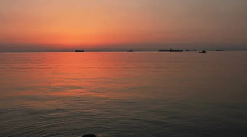 Gulf of Iskenderun at the sunset Stock Footage 52689327