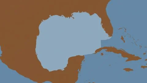 Gulf of Mexico highlighted on a tiled pattern colored map Stock Illustration