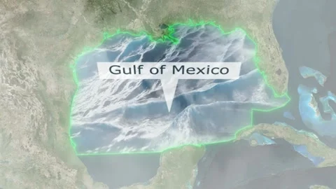 Gulf of Mexico Map - Clouds Effect Stock Footage 267083600