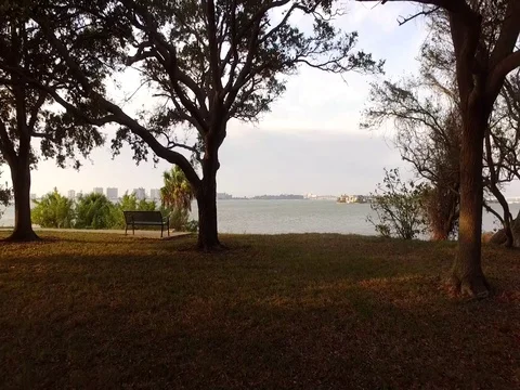 Gulf of mexico pan over water, park, island Stock Footage