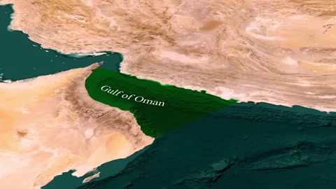 Gulf of Oman Highlighted on Satellite Terrain Map Stock Footage 344528809