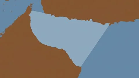 Gulf of Oman highlighted on a tiled pattern colored map Stock Illustration