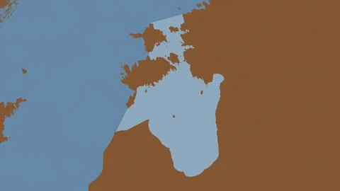 Gulf of Riga highlighted on a tiled pattern colored map Stock Illustration