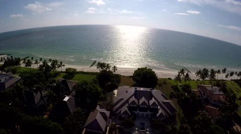 Gulf shore aerial- Left beach pan Stock Footage