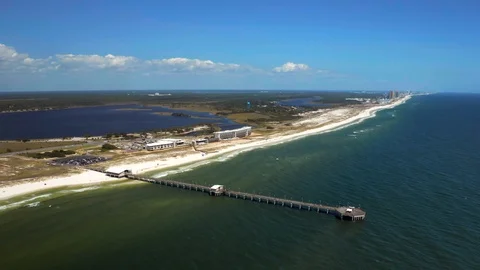 Gulf Shores, Orange Beach Alabama, Coast by Aerial Drone Stock Footage 119026053