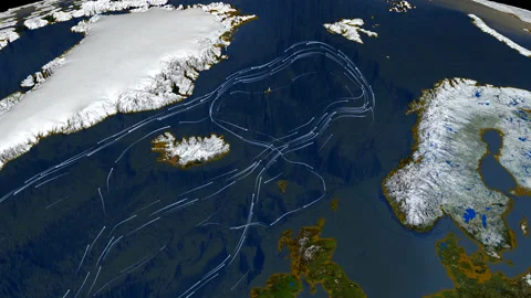 Gulf Stream. System of warm currents in the North Atlantic Stock Footage 147970372