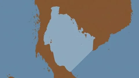 Gulf of Thailand highlighted on a tiled pattern colored map Stock Illustration