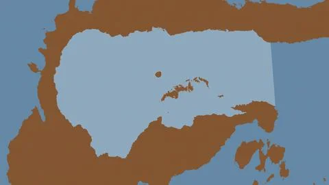 Gulf of Tomini highlighted on a tiled pattern colored map Stock Illustration