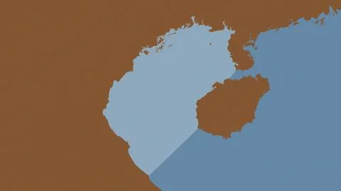 Gulf of Tonkin highlighted on a tiled pattern colored map Illustrazione stock