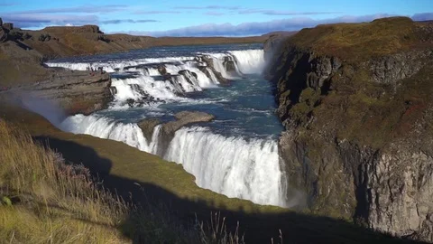 Gulfoss Waterfall Stock Footage