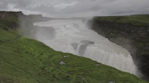 Gulfoss waterfall: front view / slow motion / Iceland 動画素材 34425046