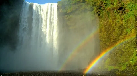 Gulfoss Waterfall Rainbow Stock Footage