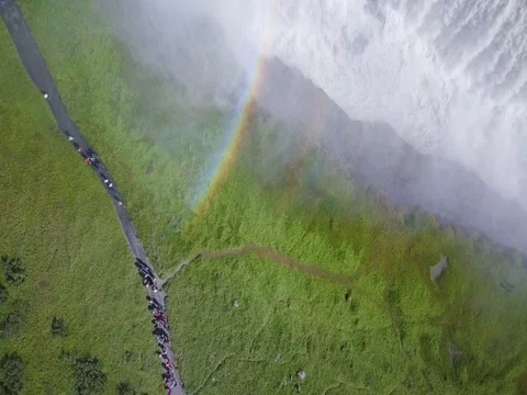Gulfoss waterfall rainbow 스톡 동영상 84763998