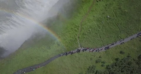 Gulfoss waterfall rainbow 스톡 동영상 84764015