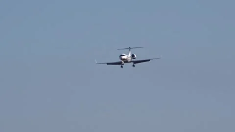 Gulfstream G450 IV high end business jet landing arrival final approach at las Stock Footage 265471728