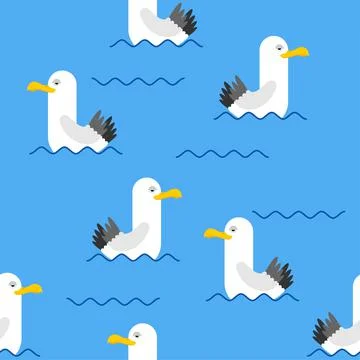 Gull pattern seamless. seagull background. Sea bird texture 스톡 일러스트