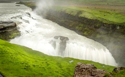 Gullfoss, a beautiful waterfall Stock Photos