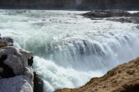 Gullfoss fall on the Iceland-Sigrídarstígur waterfall Stock Photos