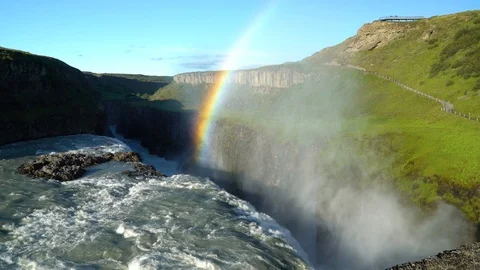 Gullfoss Falls - Iceland Stock Footage 126961170