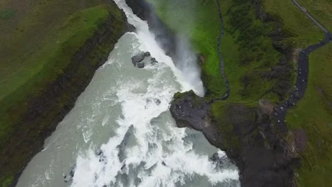 Gullfoss Waterfall in Action Stock Footage 341016747