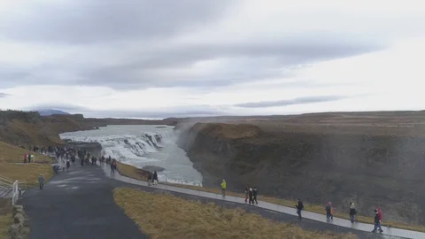 The Gullfoss waterfall in the canyon 60fps Stock Footage