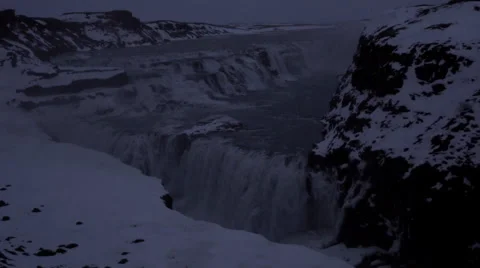 Gullfoss Waterfall at Dusk Stock Footage 47198586