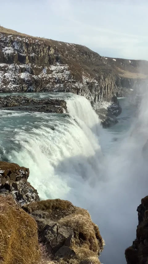 Gullfoss waterfall in Iceland Stock Footage 255391732