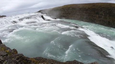 Gullfoss waterfall in Iceland Stock Footage 338432937