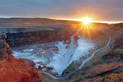 Gullfoss waterfall iceland Stock Photos