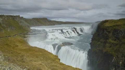 Gullfoss waterfall  timelapse in Iceland Stock Footage