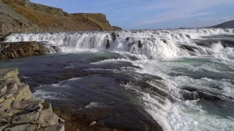 Gullfoss Waterfall Top Stock Footage 73269243