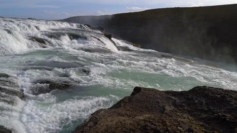 Gullfoss Waterfall Top Video stock 73269323