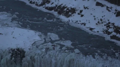 Gullfoss waterfall in winter slow motion Stock Footage 81792520