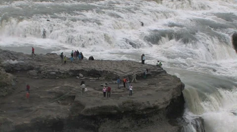 Gullfoss waterfall zoomout Stock Footage 35937134