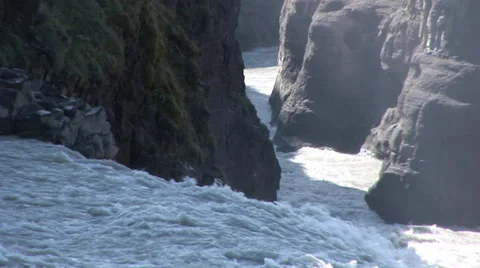Gullfoss Waterfalls Iceland Stock Footage 34239966