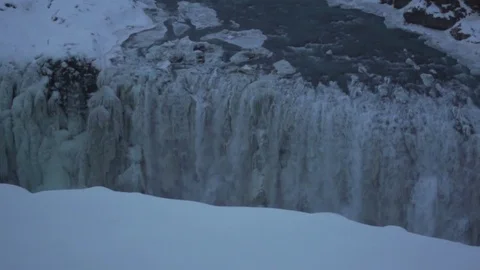Gullfoss in winter slow motion Stock Footage 81792454