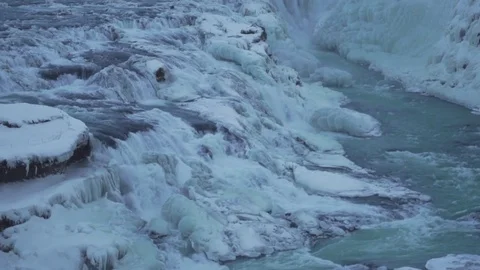 Gullfoss in winter slow motion Stock Footage 81792764