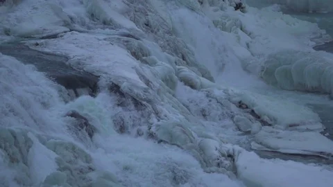 Gullfoss in winter slow motion Stock Footage 81793039