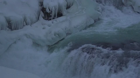 Gullfoss in winter slow motion Stock Footage 81793240