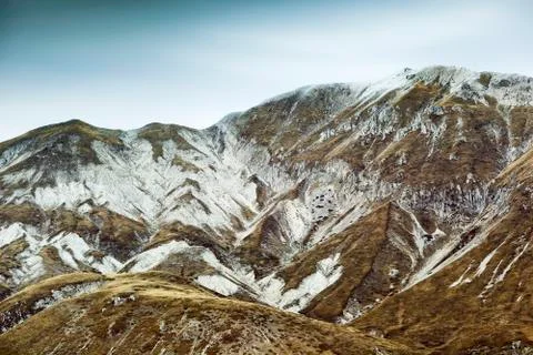 Gullies lining the Gran Sasso eastern chain on the Campo Imperatore side Stock Photos